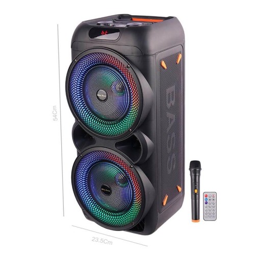 اسپیکر چمدانی بلوتوثی رم و فلش خور RS-D33 + میکروفون و ریموت کنترل
